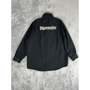 Jagermeister Mens Shirt 2XL XXL Black Button Down Alcohol Party Bar Long Sleeved
